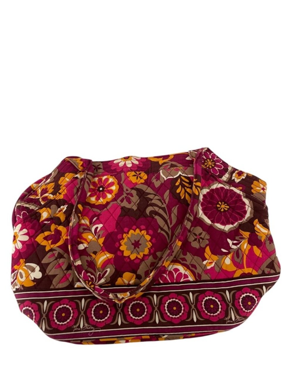 Vera Bradley Womens Shoulder Bag Large Carnaby Pattern Pink Floral Retired Print